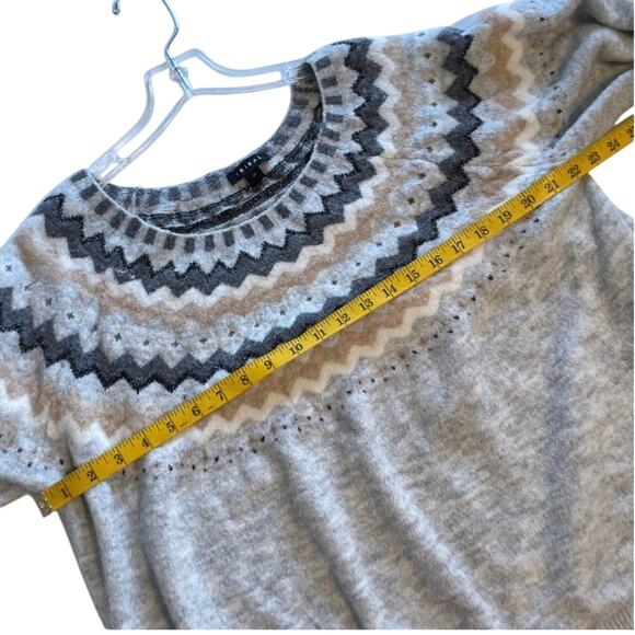 Tribal Fair Isle Gray Nordic Icelandic Raglan Pullover Sweater Size 3X - Picture 7 of 8